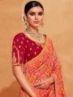 Red And Beige Embroidered Bridal Silk Saree