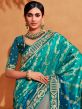 Blue And Grey Embroidered Half N Half Saree