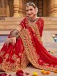 Red Zari Embroidered Bridal Saree in Art Silk