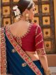 Blue Wedding Wear Saree With Embroidered Borders