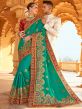 Green Embroidered Border Bridal Saree