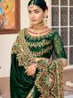 Green And Silver Half N Half Embroidered Saree