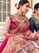 Pink Embroidered Half N Half Bridal Saree
