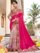 Pink Embroidered Half N Half Indian Saree Online