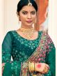 Green Bridal Half N Half Embroidered Saree