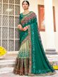 Green Bridal Half N Half Embroidered Saree