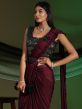 Maroon Pleated Lycra Saree With Sequined Blouse