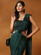 Green Pre-Stitched Cocktail Saree In Lycra