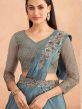 Blue Bridesmaid Pre-Stitched Saree With Embroidery