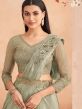 Green Pre-Stitched Satin Saree With Embroidery
