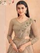 Beige Pre-Stitched Cocktail Saree In Satin