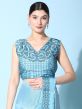 Blue Stone Embellished Pre-Stitched Saree