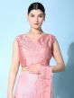 Peach Pre-Stitched Bridesmaid Saree In Satin