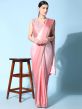 Peach Pre-Stitched Bridesmaid Saree In Satin