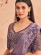 Purple Bridesmaid Ruffle Style Satin Saree