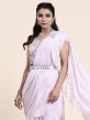 White Bridesmaid Ruffle Saree In Chiffon