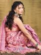 Pink Floral Printed Saree In Cotton