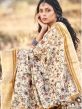 Yellow Cotton Saree With Floral Prints