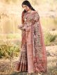 Beige Printed Casual Wear Saree In Cotton