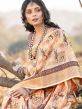 Cream Floral Printed Casual Cotton Saree