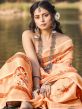Orange Printed Casual Wear Saree In Cotton