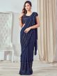 Blue Pre-Stitched Ruffle Saree In Lycra