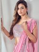 Pink Ruffle Pre-Stitched Saree In Lycra