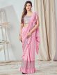 Pink Ruffle Pre-Stitched Saree In Lycra