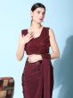 Maroon Pleated Pre-Stitched Lycra Saree