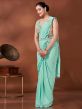 Blue Embellished Pre-Stitched Saree In Crepe
