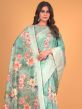 Blue Casual Wear Printed Saree In Cotton