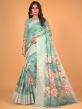 Blue Casual Wear Printed Saree In Cotton
