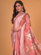 Peach Casual Wear Saree With Floral Prints