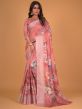 Peach Casual Wear Saree With Floral Prints