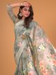Grey Casual Wear Saree With Floral Prints
