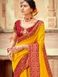 Yellow Festive Silk Saree With Woven Borders