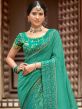 Green Art Silk Saree With Woven Borders