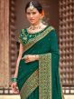 Green Wedding Wear Saree With Stone Work