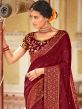 Maroon Stone Embellished Saree In Art Silk