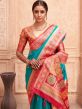Blue Woven Festive Silk Saree With Blouse