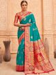 Blue Woven Festive Silk Saree With Blouse