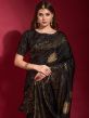 Black Foil Printed Saree In Georgette