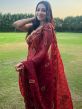 Maroon Embroidered Festive Saree In Organza