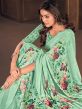 Green Georgette Saree With Digital Prints