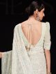 White Chikankari Embroidered Sari In Georgette