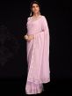 Pink Chikankari Work Festive Sari In Georgette