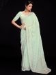 Green Chikankari Embroidered Georgette Saree online USA