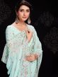 Blue Embroidered Bordered Sari In Georgette