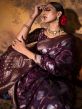 Purple Woven Festive Sari With Blouse