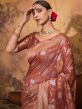 Brown Party Wear Sari With Woven Work